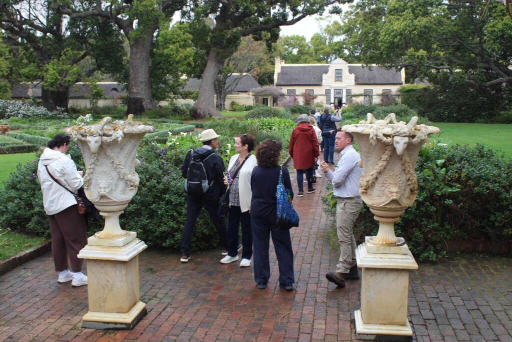 Vergelegen horticultural manager Chris Randlehoff (right) explains highlights of the historic Octagonal Garden.